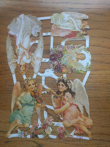 7135 Glitter Angel Musicians and Others Die Cut Scrap Pictures Glanzbilder Poesie Album Bilder - German Specialty Imports llc