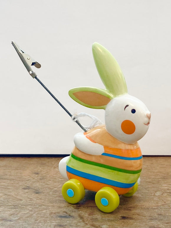 Goebel ‘Stripes and Wheels’ Easter Bunny Photo Clip Holder - German Specialty Imports llc