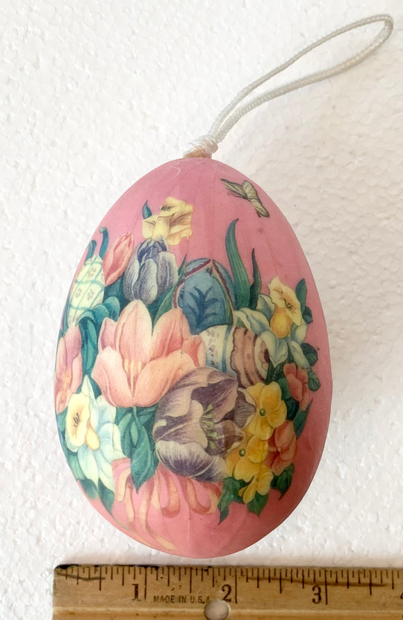 Easter Egg Spring flowers paper machee  ornament - German Specialty Imports llc