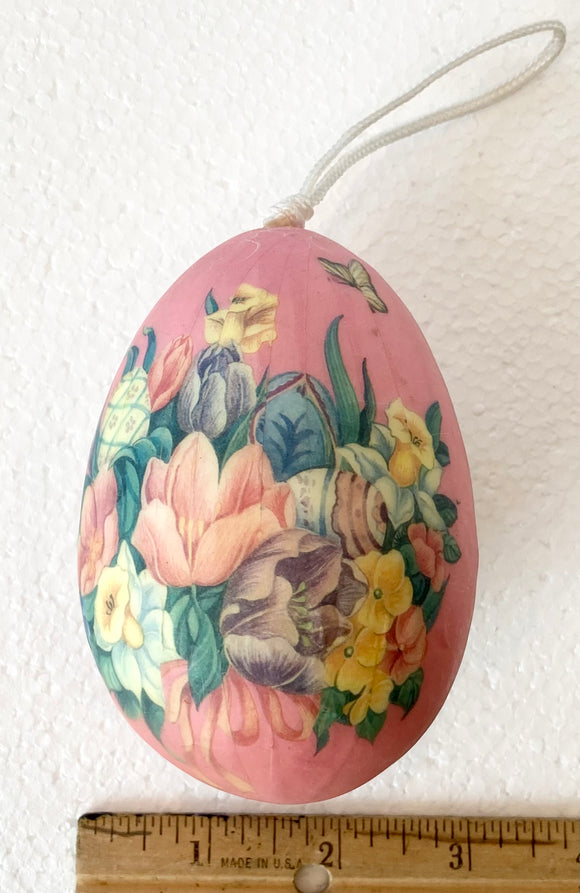 Easter Egg Spring flowers paper machee ornament - German Specialty Imports llc