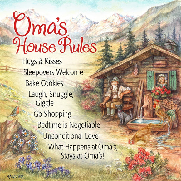 DT702 Oma's House Rules Wall Tile - German Specialty Imports llc