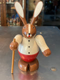 Ore Mountain Hand Made Colored  Easter Bunny with Hiking Stick - German Specialty Imports llc