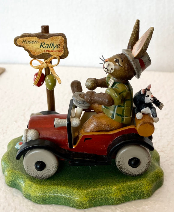 Hubrig Hand Made Wooden Easter Bunny  Race Car Driver - German Specialty Imports llc