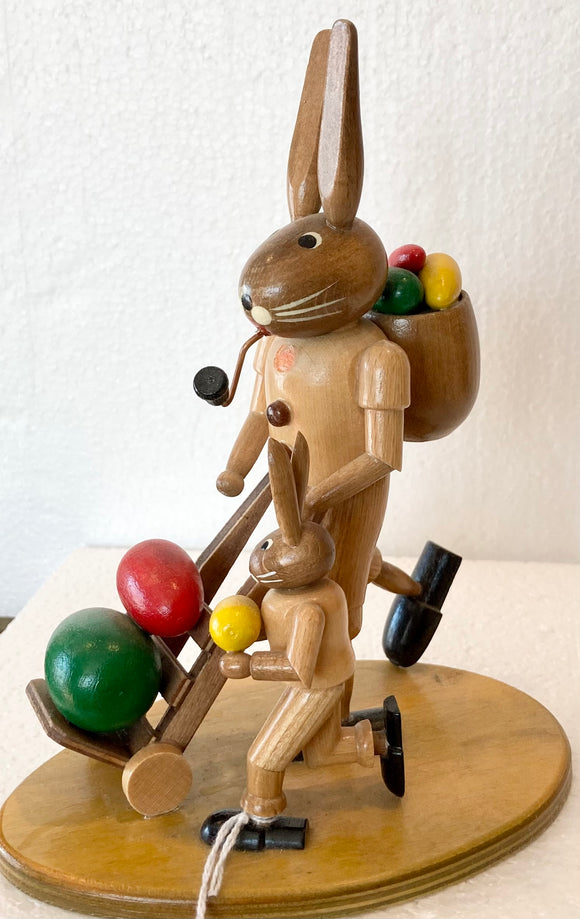 Ore Mountain Egg Delivery Wooden Natural Easter Bunny - German Specialty Imports llc