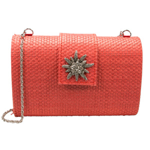 Alpenfluestern Elegant Edelweiss Clutch Purse with Silver Chain in different colors - German Specialty Imports llc