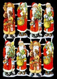 7084 Eight  Santas Die Cut Scrap Pictures Glanzbilder Poesie Album Bilder - German Specialty Imports llc