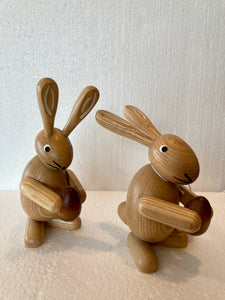 Ore Mountain Light Wooden Hand made  Easter Bunny Holding Egg 4.5 " - German Specialty Imports llc