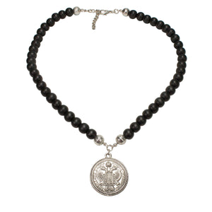 Wooden Bead Necklace Coin (Black) - German Specialty Imports llc