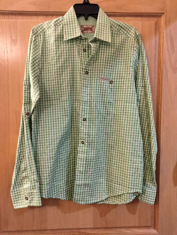 Stockerpoint Green and White Checkered Men Trachten Shirt - German Specialty Imports llc