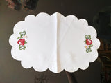 Embroidered Scalloped-Edging Cut-Out Strawberry Doily  with cut outs in different sizes - German Specialty Imports llc