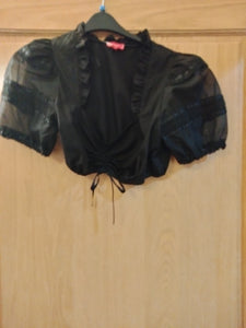 34400 Krueger Madl Elegant Dirndl Blouse  with organza /lace sleeves , Black - German Specialty Imports llc