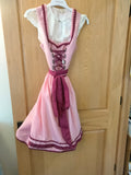 7176 Hammerschmid Dirndl Dress   Light Pink with Dark pink Ribbon and Decore - German Specialty Imports llc