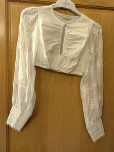 213062-000 LB25 Krueger Elegant Festive Dirndl Blouse White with long lace sleeves - German Specialty Imports llc