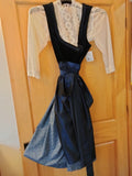 Hammerschmid Weissee Festive Classy Velvet Dirndl Dress with night blue velvet top and shiny Acetate apron with an elegant designed skirt - German Specialty Imports llc