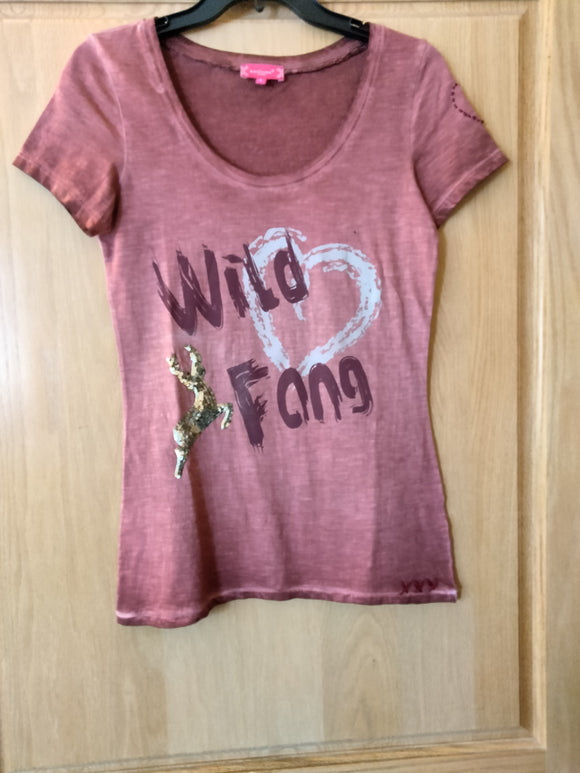 Beautiful Krueger Madl Wildfang shirt with golden beads deer and embroidered heart on sleeve - German Specialty Imports llc