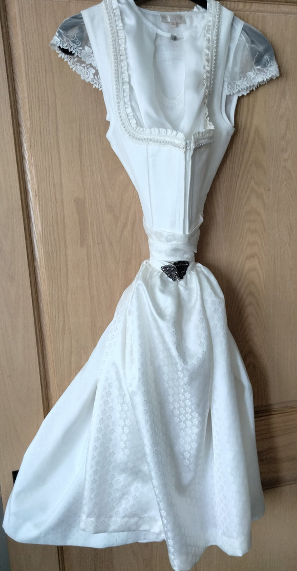 112351-070  2 pc Festive  Off White  Krueger Collection  Dirndl / Wedding Dirndl  Dress with elegant pearl detail - German Specialty Imports llc