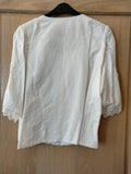 Pierre Marcel - Die Bluse High Quality White Linen blouse with Edelweiss embroidery and linen lace  Women Blouse - German Specialty Imports llc