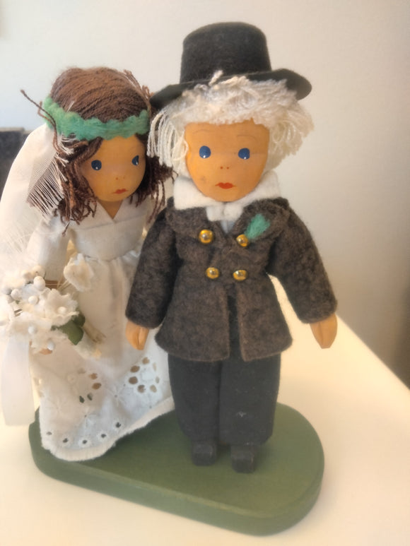 Lotte Sievers Hahn Doll's house, Bride and Groom on stand - German Specialty Imports llc