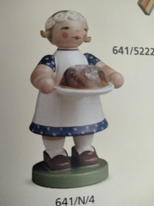 641/N/4 Wendt & Kuehn Flower Children and Friends Baker Girl with Cake  2.5" - German Specialty Imports llc