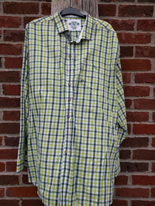 OS Trachten Light and dark Green and White Big Checkered Men Trachten Shirt with small checkers on inside cuffs - German Specialty Imports llc