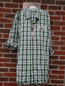 OS Trachten Green and  White big  Checkered  Men Trachten  Shirt - German Specialty Imports llc