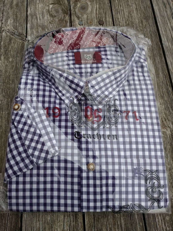 Purple and White Checkered Trachten Shirt - German Specialty Imports llc