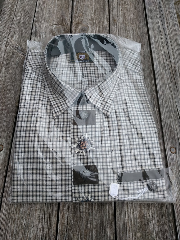 Edelweiss Brown White Checkered Men Trachten Shirt - German Specialty Imports llc