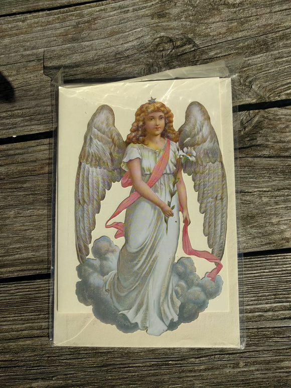 Embossed Angel with tall wings Christmas Greeting card - German Specialty Imports llc