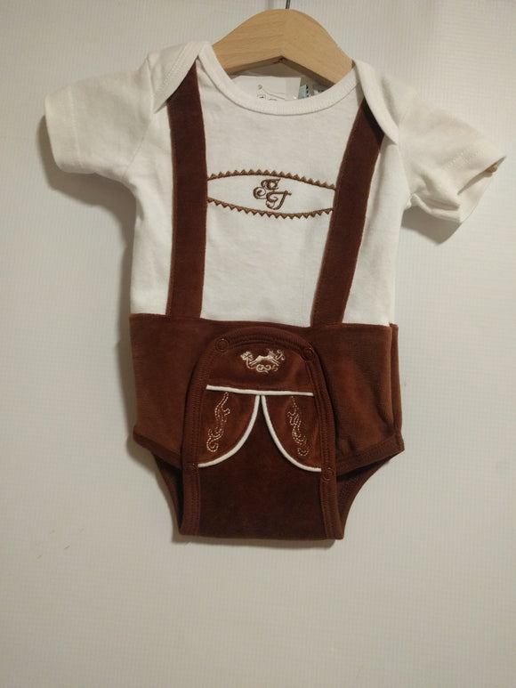 60502 Baby  Lederhosen Onesie Brown - German Specialty Imports llc