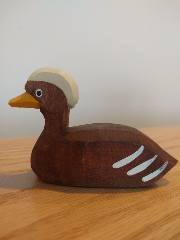 Lotte Sievers Hahn Hand Carved Duck Swimming Brown - German Specialty Imports llc