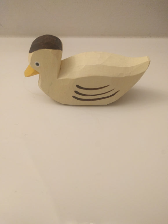 Lotte Sievers Hahn Hand Carved Beige Duck Swimming - German Specialty Imports llc