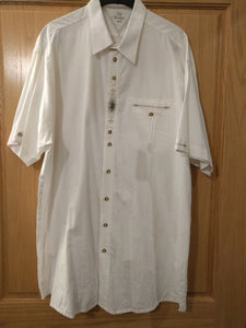 Short Sleeve white Men Trachten Shirt with embroidery in the front - German Specialty Imports llc