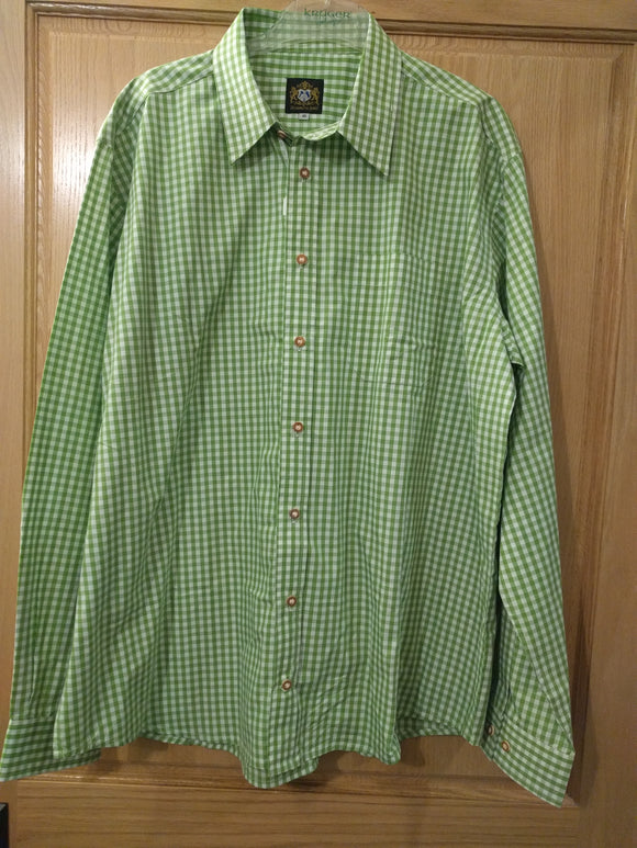 Hammerschmid Light Green and white checkered Men Trachten Shirt - German Specialty Imports llc
