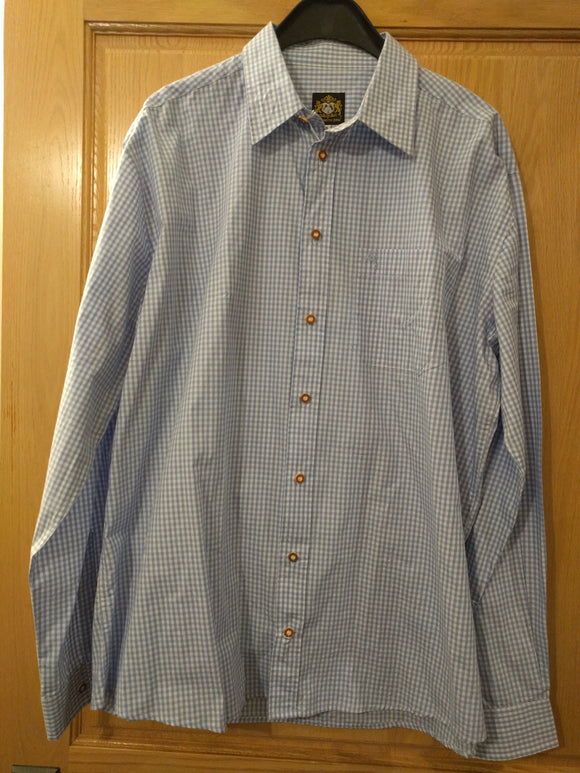 Blue white Small Checkered Men Trachten Shirt - German Specialty Imports llc