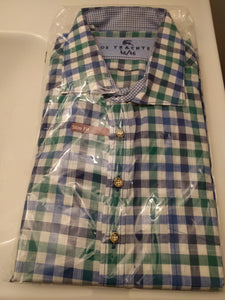 OS Trachten  Green Blue and White Checkered Men Trachten Shirt - German Specialty Imports llc