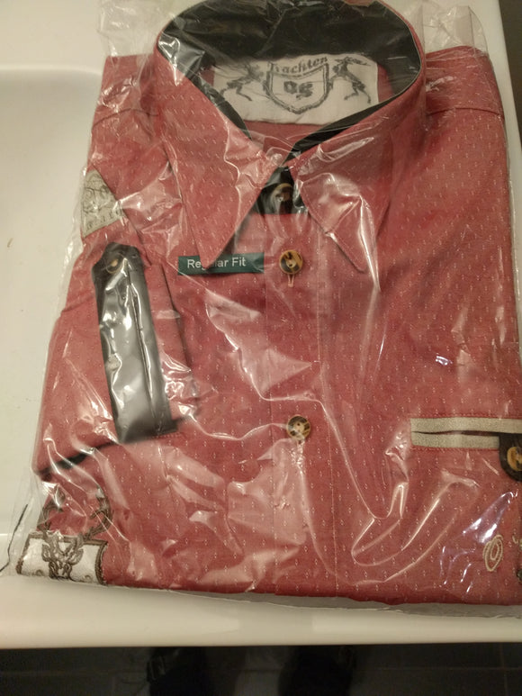Small pattern Red Men Trachten Shirt - German Specialty Imports llc