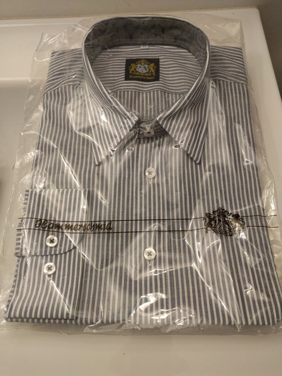 Grey and white striped Men Trachten Shirt - German Specialty Imports llc