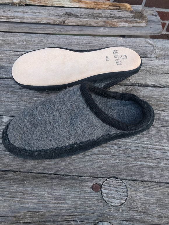 505 Biolana Boiled Wool Slippers House Shoes with Leather Sole - German Specialty Imports llc