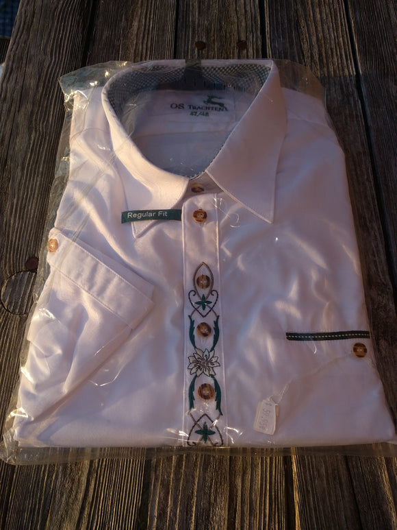 White Men Trachten Shirt with Embroidery - German Specialty Imports llc