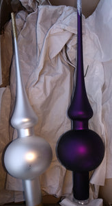 Mouth Blown and Hand Painted  Glass Tree Topper Purple - German Specialty Imports llc