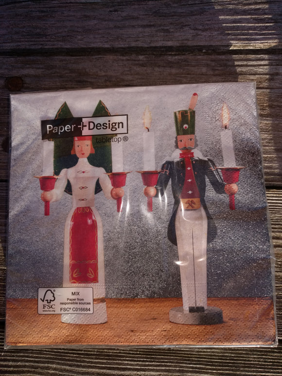 Traditional Angel and Miner Christmas Napkins - German Specialty Imports llc
