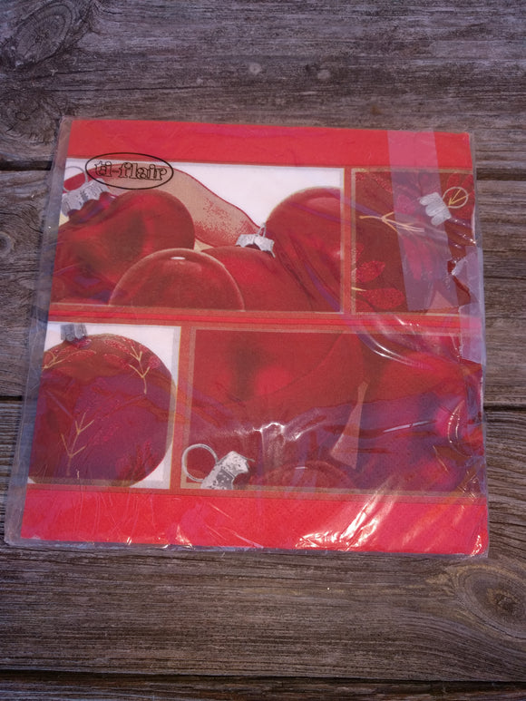 Red  Ball Ornaments Christmas Napkins - German Specialty Imports llc