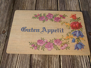 Guten Appetit Breakfast Cutting  Board with open flower wreath Square - German Specialty Imports llc