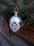 Inge Glas Christmas Ornament Silver with 2 different Designs - German Specialty Imports llc