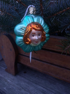 Inge Glas Mouth Blown and Hand Painted  Glass Ornament Lucky Clover Girl - German Specialty Imports llc
