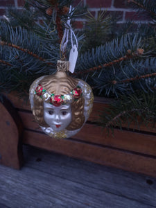 Mouth Blown and Hand Painted  Glass Ornament Antique Angel - German Specialty Imports llc