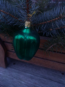 Inge Glas Mouth Blown and Hand Painted  Glass Ornament Green Pepper - German Specialty Imports llc
