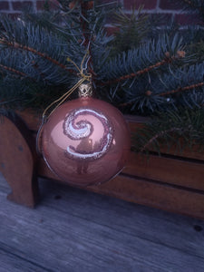 Inge Glas Mouth Blown and Hand Painted  Glass Ornament  Copper Swirl Ball - German Specialty Imports llc
