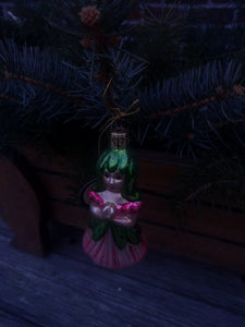Inge Glas Mouth Blown and Hand Painted  Glass Ornament Pink Fairy - German Specialty Imports llc