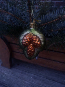 Inge Glas Mouth Blown and Hand Painted Pine Cone Glass Ornament Gold  Clipon - German Specialty Imports llc